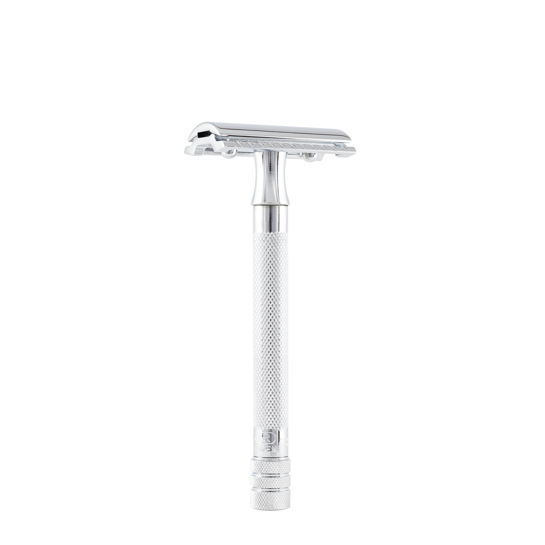 Merkur 23C 3-Piece DE Safety Razor, Closed Comb, Knurled Extra Long Handle, Chrome