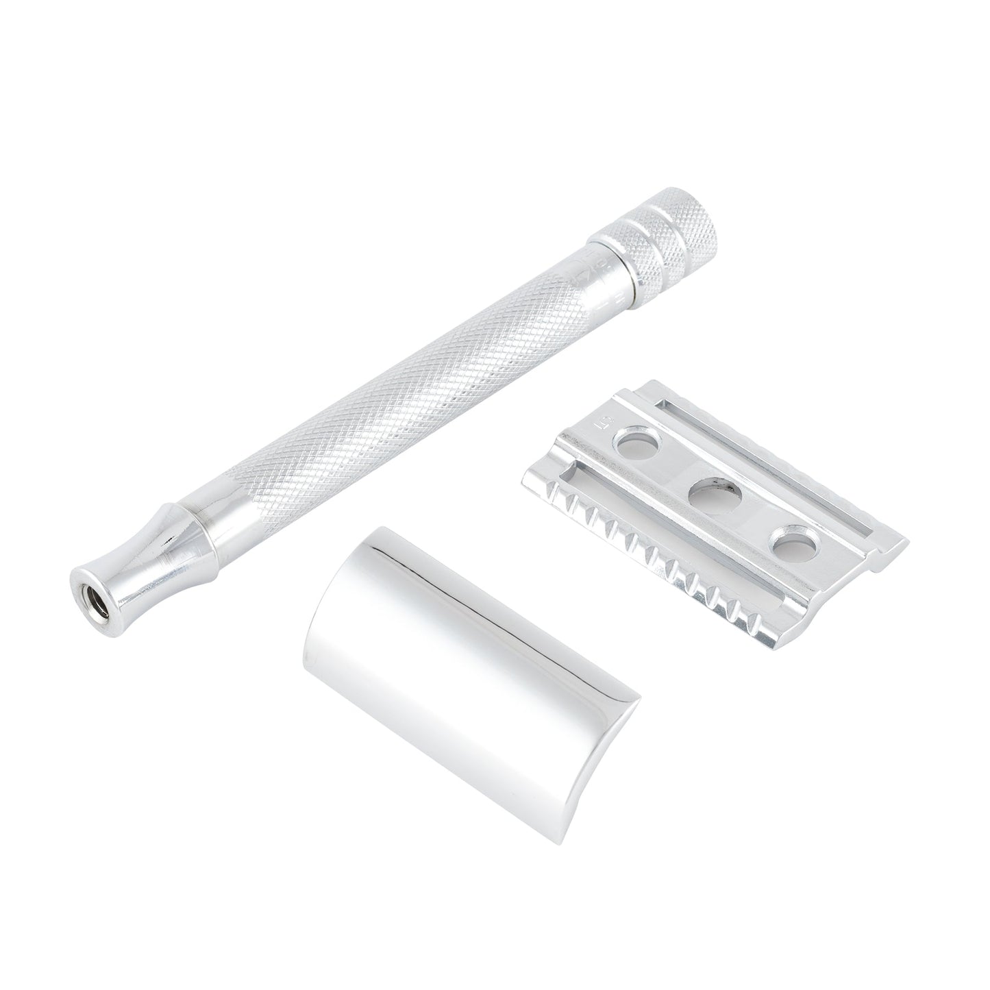 Merkur 23C 3-Piece DE Safety Razor, Closed Comb, Knurled Extra Long Handle, Chrome