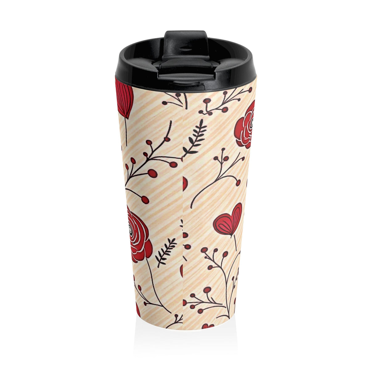 Red Rose Floral Travel Mug | Stainless Steel Tumbler