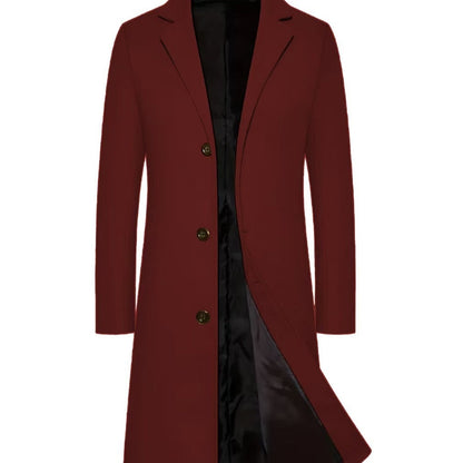 Men's Casual Extended Above The Knee Woolen Trench Coat