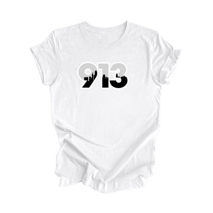 913 Kansas City Kansas USA Area Code City Skyline Gift - Unisex T-Shirt - Inspired X