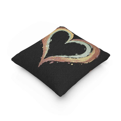 Painted Heart Pillow | Woven Decorative Pillow, Boho Heart Throw Pillow