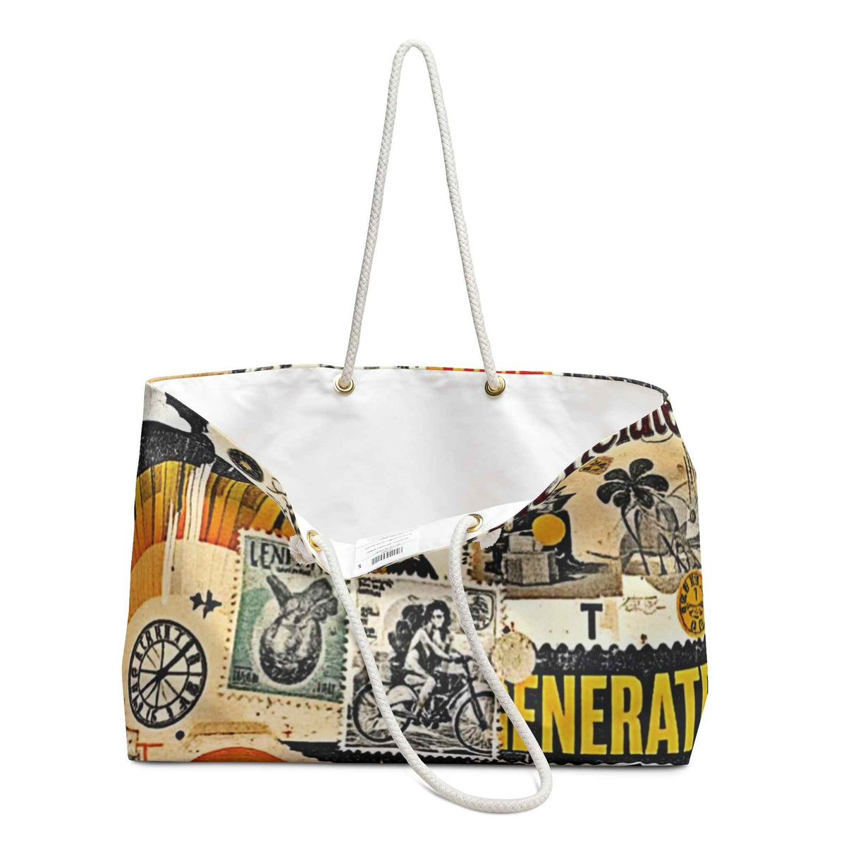 Vintage Collage Weekender Bag | Retro Travel Poster Tote | Large Tote Bag