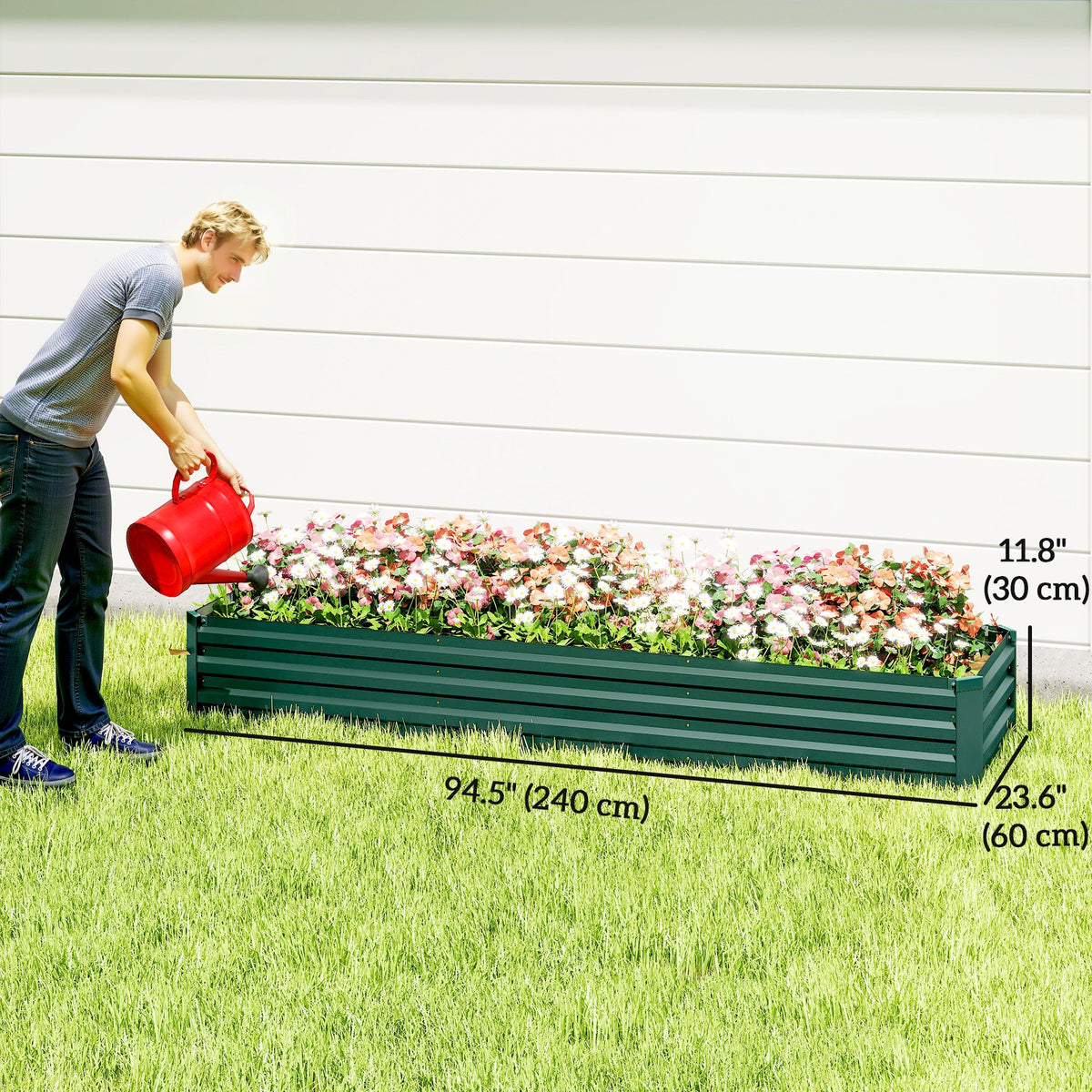 8'x2'x1' Galvanized Raised Bed, Large Elevated Planter Box for Growing Flowers, Herbs and Vegetables, Dark Grey