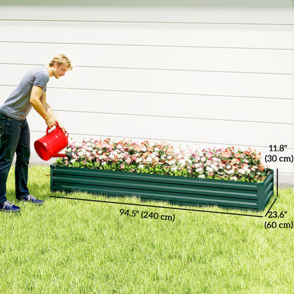 8'x2'x1' Galvanized Raised Bed, Large Elevated Planter Box for Growing Flowers, Herbs and Vegetables, Dark Grey