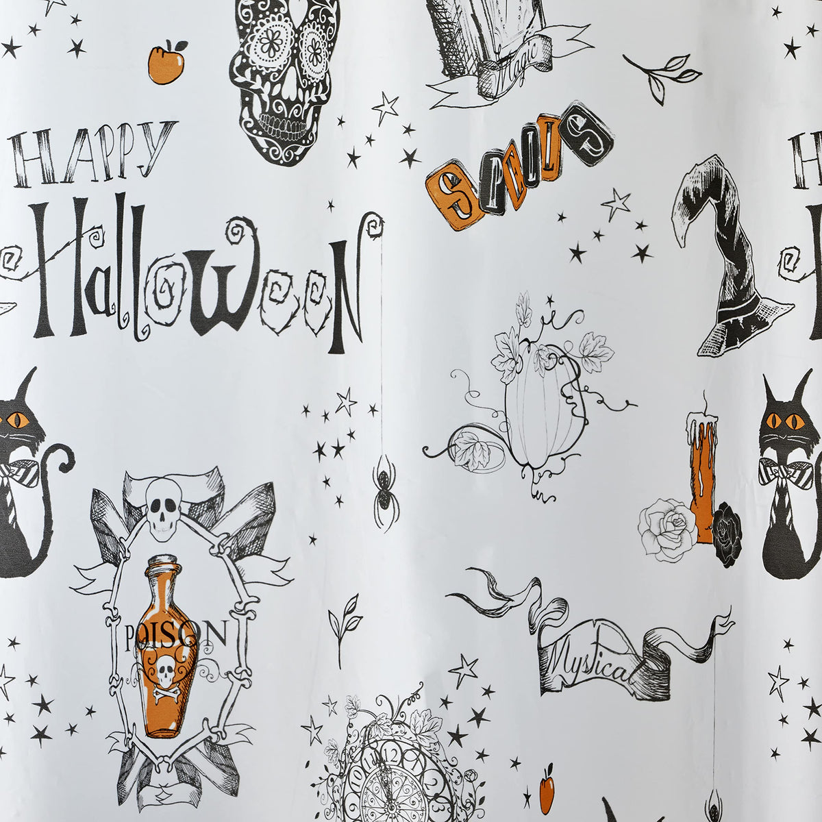 SKL Home Happy Halloween Shower Curtain & Hook Set, Multicolored 12 Piece