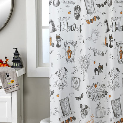 SKL Home Happy Halloween Shower Curtain & Hook Set, Multicolored 12 Piece