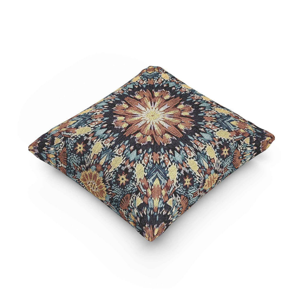 Geometric Mandala Woven Pillow | Boho Mosaic Throw Pillow