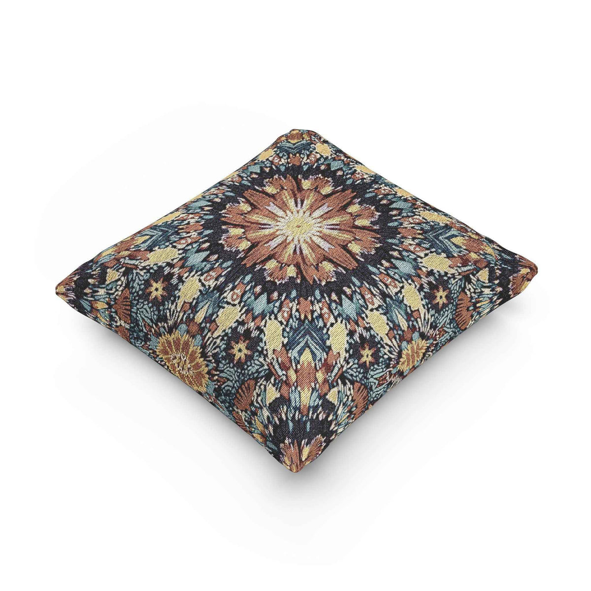 Geometric Mandala Woven Pillow | Boho Mosaic Throw Pillow