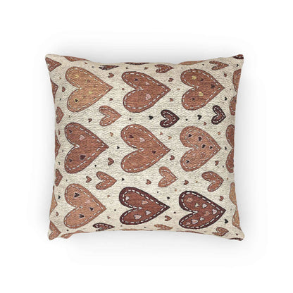 Neutral Heart Pattern Woven Pillow | Boho Heart Throw Pillow
