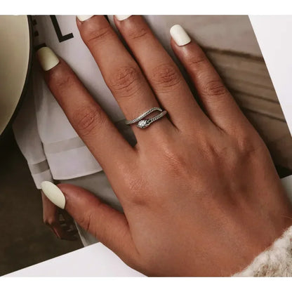 925 Sterling Silver Adjustable Snake Ring With Green Zircon - Fashion Jewelry In 4 Colors