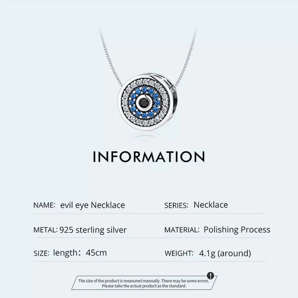 925 Sterling Silver Blue Crystal Evil Eye Necklace | Lucky Eye Neck Chain | Women'S Birthday Gift Fine Jewelry