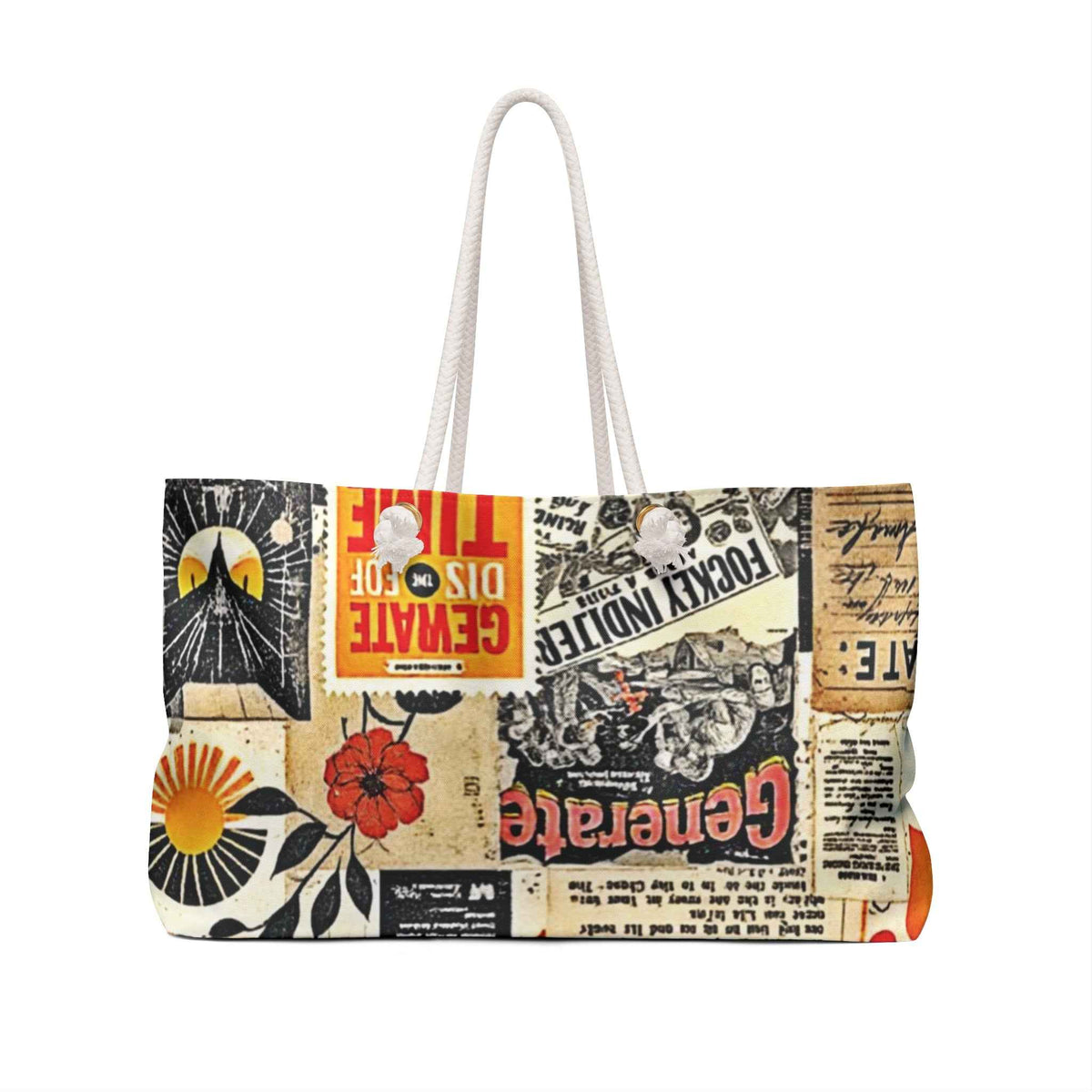Vintage Collage Weekender Bag | Retro Travel Poster Tote | Large Tote Bag