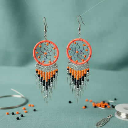 Orange/black Dreamcatcher Dangles