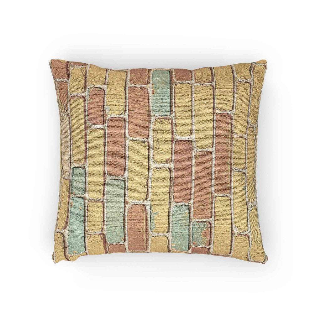 Pastel Brick Pattern Woven Pillow | Rustic Geometric Throw Pillow