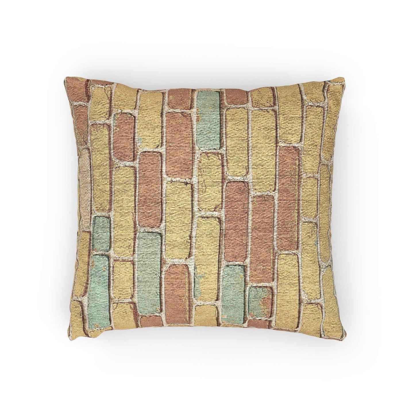 Pastel Brick Pattern Woven Pillow | Rustic Geometric Throw Pillow