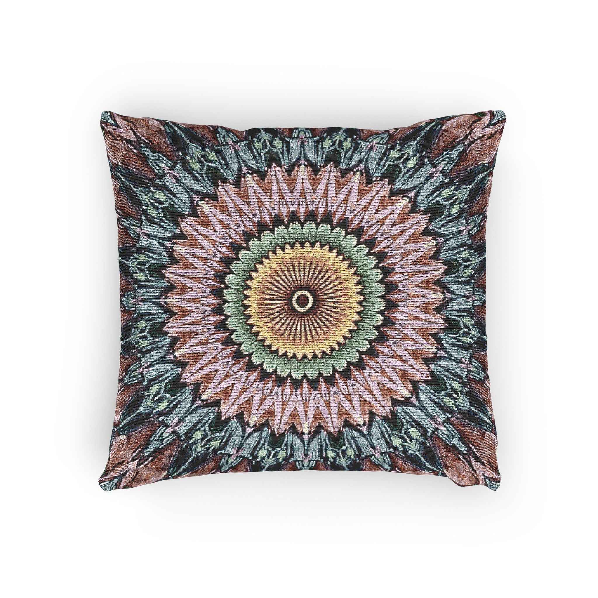 Mandala Sunburst Woven Pillow | Boho Geometric Decorative Cushion Cover
