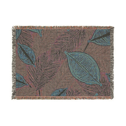 Tropical Leaf Woven Blanket — Cozy Decorative Throw for Living Room & Patio