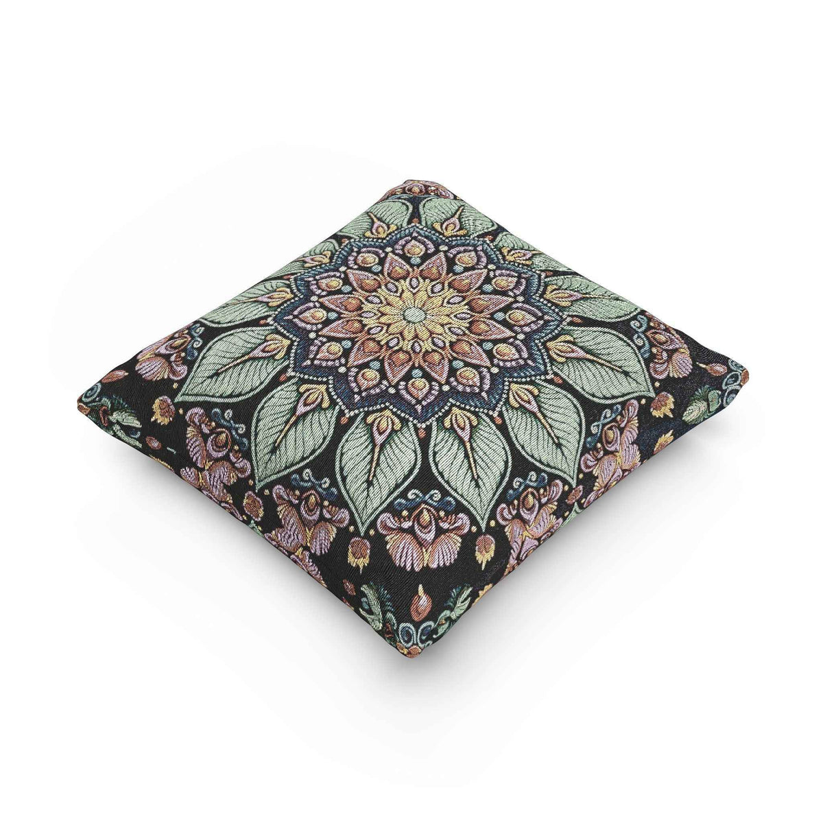 Mandala Floral Mosaic Woven Pillow | Boho Decorative Cushion Cover