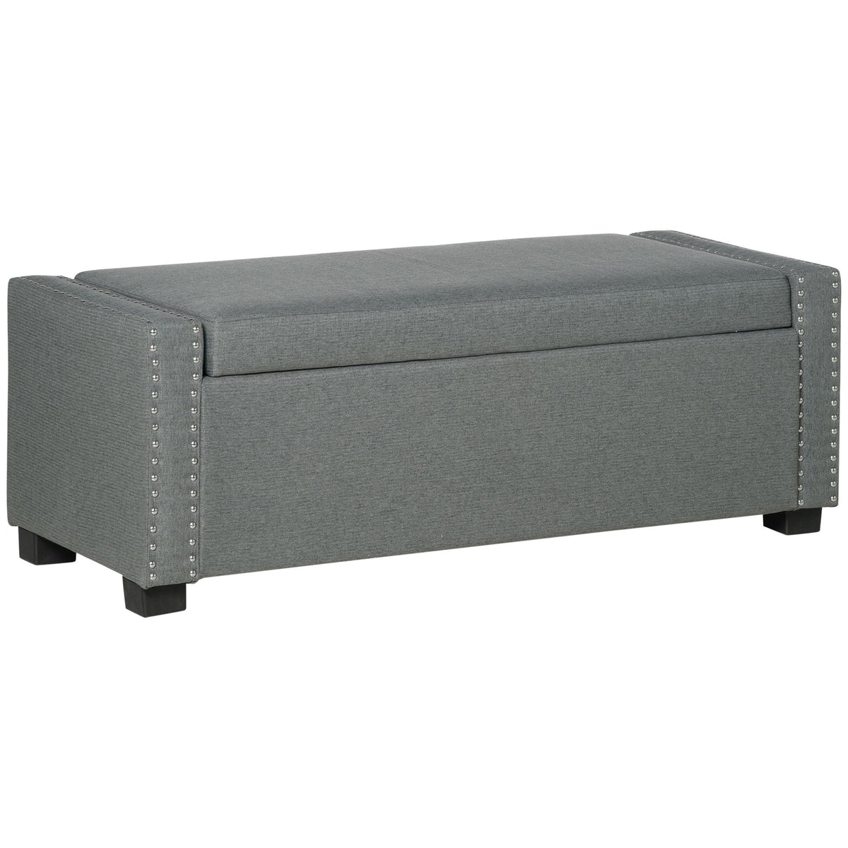 Upholstered Flip Top Storage Bench Fabric Ottoman for Bedroom, Living room, Dark Grey