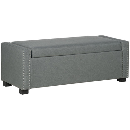 Upholstered Flip Top Storage Bench Fabric Ottoman for Bedroom, Living room, Dark Grey