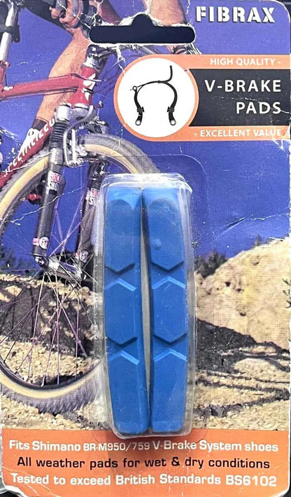 Fibrax V-Brake Bicycles Replacement Pads SH703 Blue Fit Shimano BR-M950/759