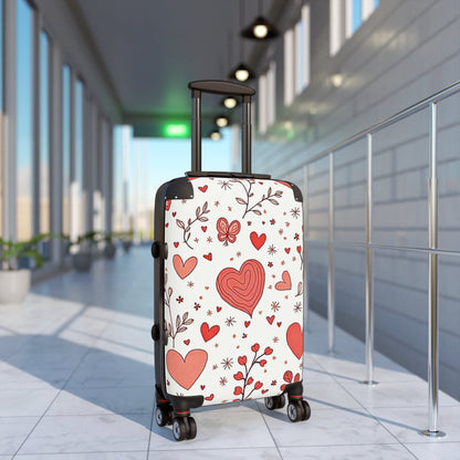 Heart Doodles Suitcase — Valentine Floral Travel Carry-On