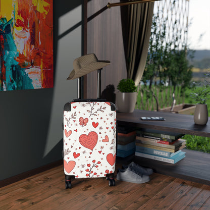 Heart Doodles Suitcase — Valentine Floral Travel Carry-On