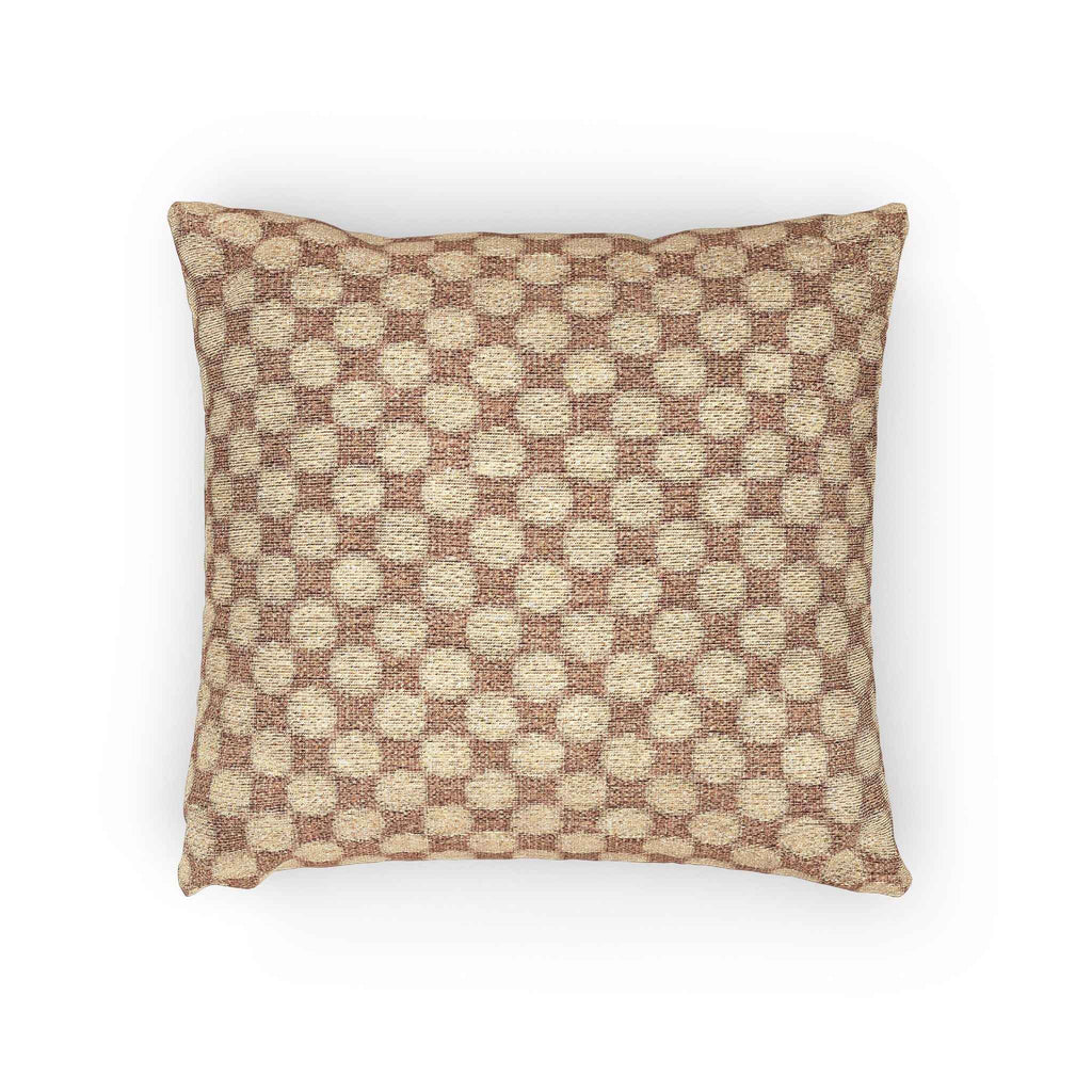 Woven Checkered Pattern Pillow | Neutral Brown Geometric Throw Pillow