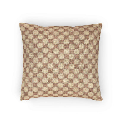 Woven Checkered Pattern Pillow | Neutral Brown Geometric Throw Pillow