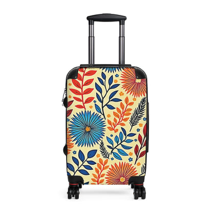 Floral Pattern Carry-On Suitcase – Bright Retro Flowers Luggage Cover