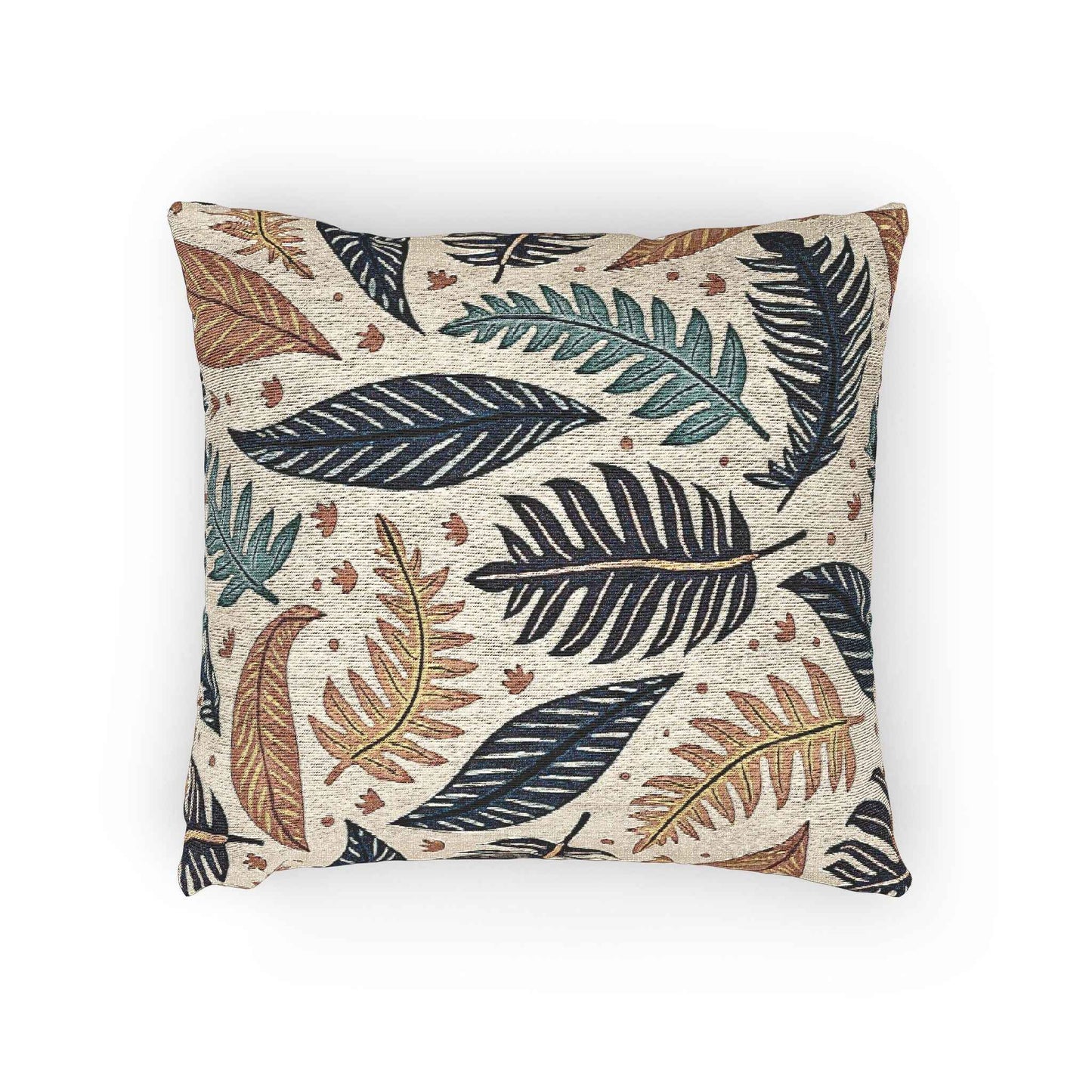Botanical Leaf Pattern Woven Pillow | Tapestry Throw Cushion, Boho Home Decor