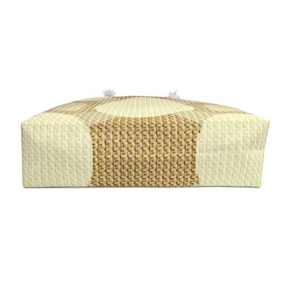 Neutral Geometric Circles Weekender Bag, Retro Beige Pattern Tote, Mom Lifestyle Travel Carryall, Large Beach Handbag