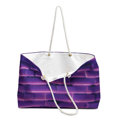 Purple Brick Pattern Weekender Bag | Gradient Brick, Large Tote Bag