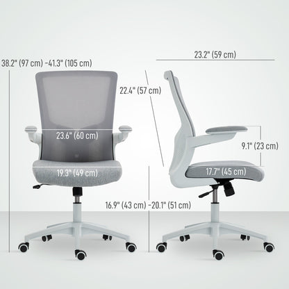 Ergonomic Office Chair, Swivel Desk Chair with Adjustable Lumbar Support, Headrest and Height, Flip-up Armrests, Beige