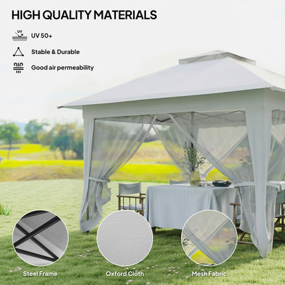 12' x 12' Foldable Pop-up Party Tent Instant Canopy Sun Shade Gazebo Shelter with Steel Frame, Dark Grey