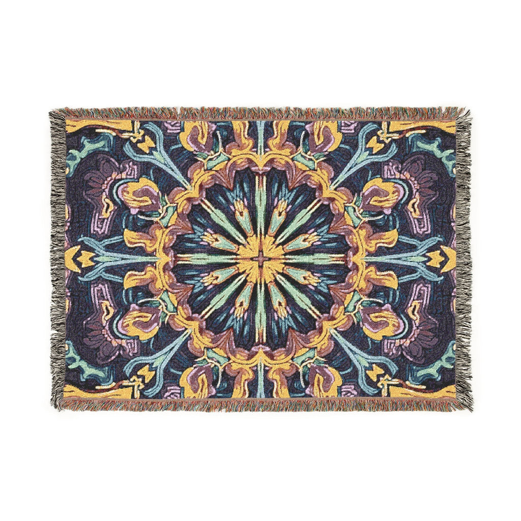 Bohemian Mosaic Woven Blanket — Vintage Tile Medallion Blanket Throw