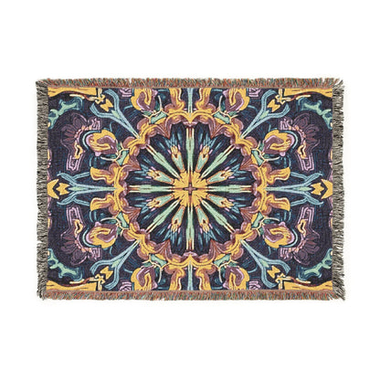 Bohemian Mosaic Woven Blanket — Vintage Tile Medallion Blanket Throw