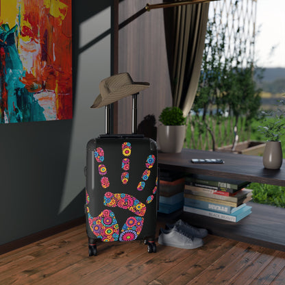 Floral Handprint Suitcase – Colorful Flower Travel Luggage