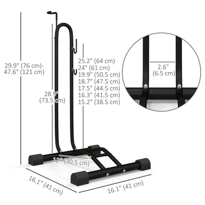 Vertical & Horizontal Bike Rack Bicycle Storage Stand with Adjustable Hooks, Fits 6"-28" and 700c Bikes