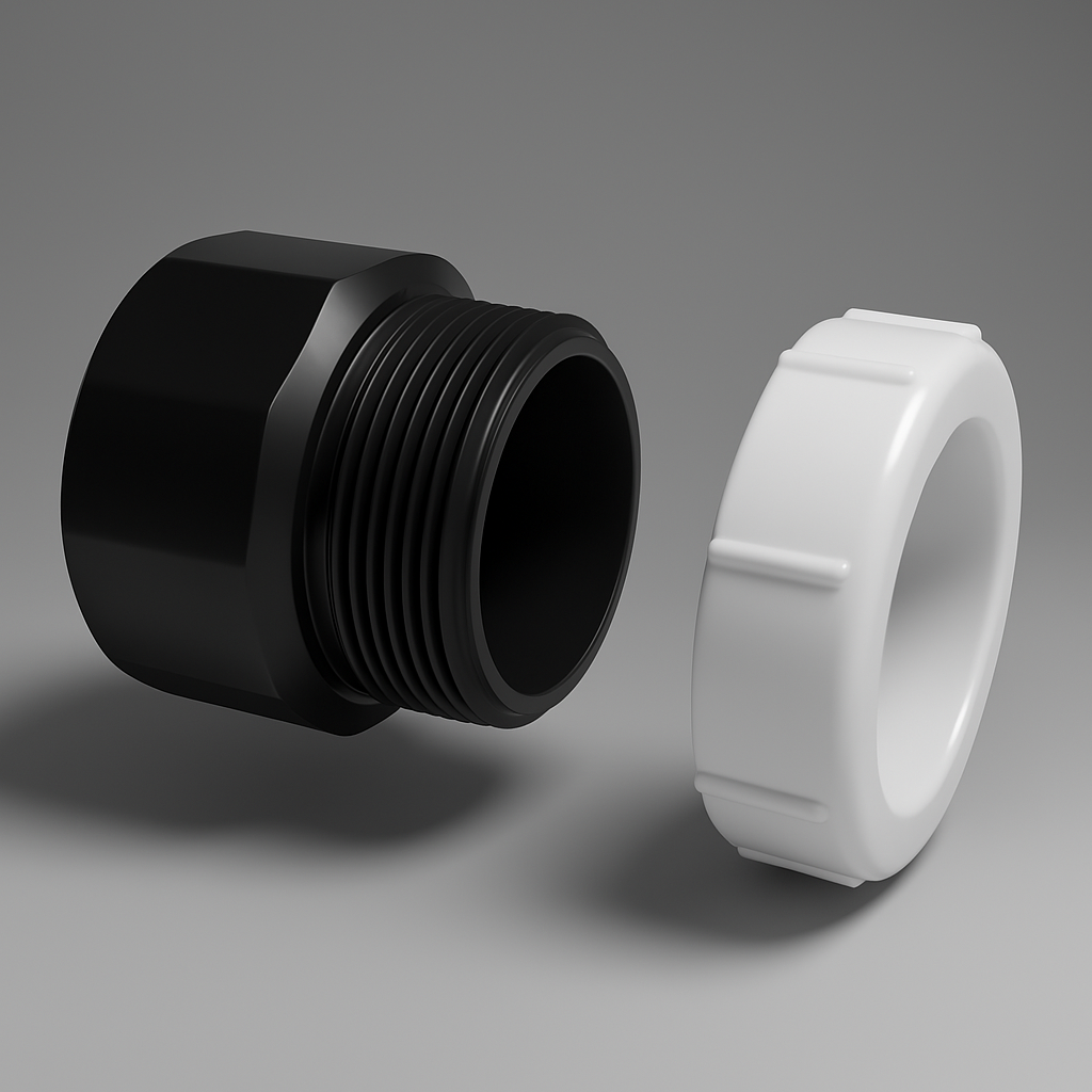LESSO ABS Trap Adapter | 1-1/2″ Hub x Slip Joint (with Nut) | Sink Drain Connector | Schedule 40 DWV