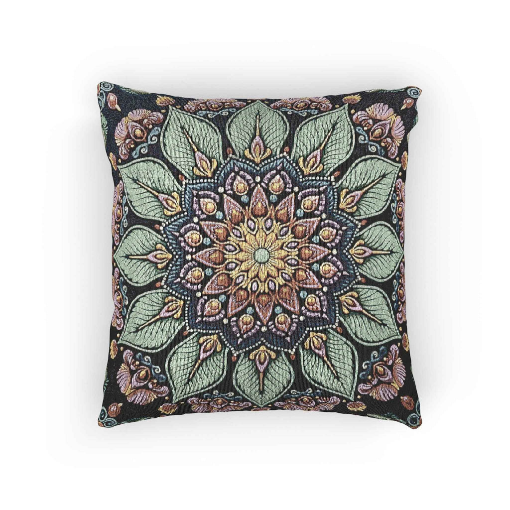 Mandala Floral Mosaic Woven Pillow | Boho Decorative Cushion Cover