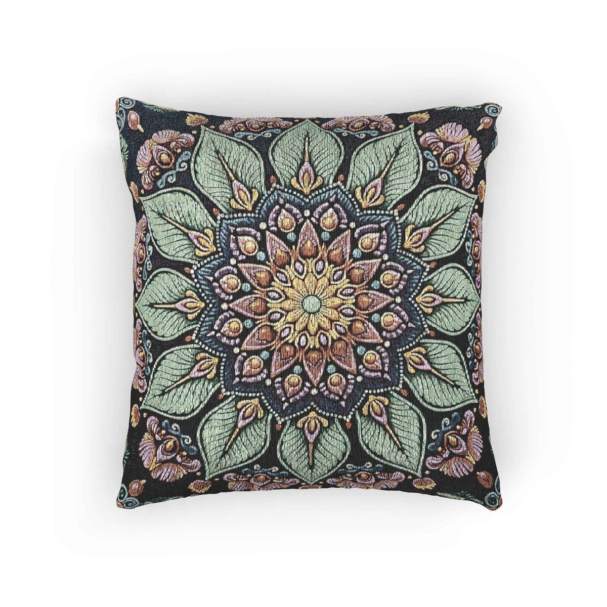 Mandala Floral Mosaic Woven Pillow | Boho Decorative Cushion Cover