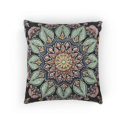 Mandala Floral Mosaic Woven Pillow | Boho Decorative Cushion Cover