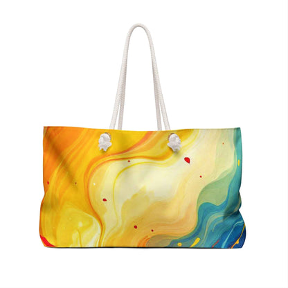 Abstract Colorful Swirl Weekender Bag | Vibrant Marble Print, Large Tote Bag