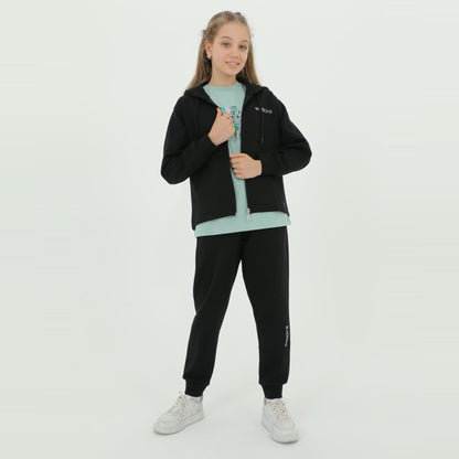 Zip-Up Hoodie Girls Jogger Set
