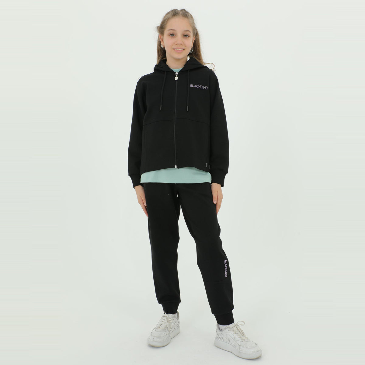 Zip-Up Hoodie Girls Jogger Set