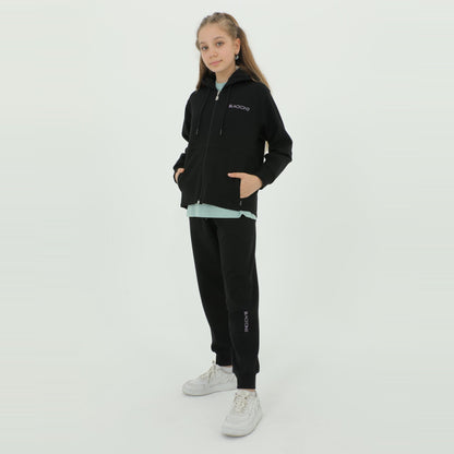 Zip-Up Hoodie Girls Jogger Set