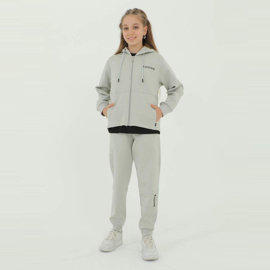 Zip-Up Hoodie Girls Jogger Set