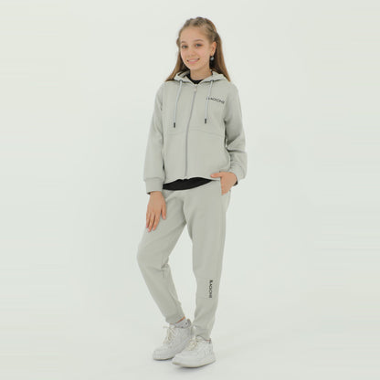 Zip-Up Hoodie Girls Jogger Set